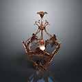 Antique Style Vintage Copper Metal Chandelier With Intricate Frame And Decorative Design