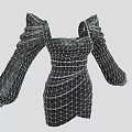 Elegant Black Bustier Dress With Puffed Sleeves Fitted Waist And Ruched Details