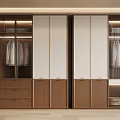Modern Walk in Closet Interior Design With Wooden Cabinets Glass Doors And Drawers