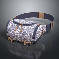 Practical Camouflage Fanny Pack With Dark Blue Strap And Brown Buckle