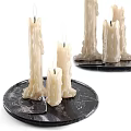 Multiple Candle Lamps with Natural Melted Texture on Black Decorative Tray
