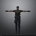 3D Character Model In Tactical Outfit With Vest Cargo Pants And Utility Pouch Arms Outstretched