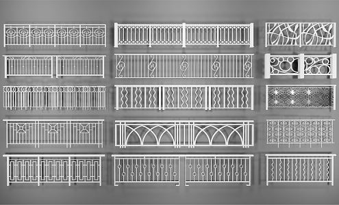 Modern guardrail wrought iron handrail 3d model