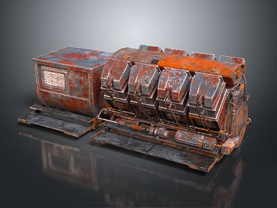 Rusty Industrial Mechanical Equipment With Multiple Components And Worn Metal Surface 3d model
