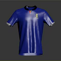 Blue Polo Shirt with Black Collar Red Yellow Details Short Sleeves and Chest Logo