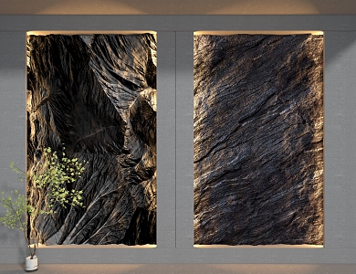 rubble background wall molten rock 3d model