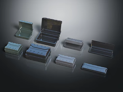 Various Design Storage Boxes With Different Colors And Metallic Finish 3d model