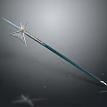 Elaborate Metallic Spear Featuring Star Shaped Spikes And Long Decorative Shaft