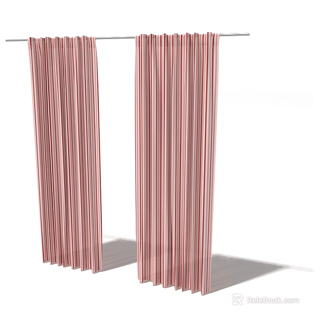 Elegant Striped Curtains For Home Window Decoration And Privacy 3d model 