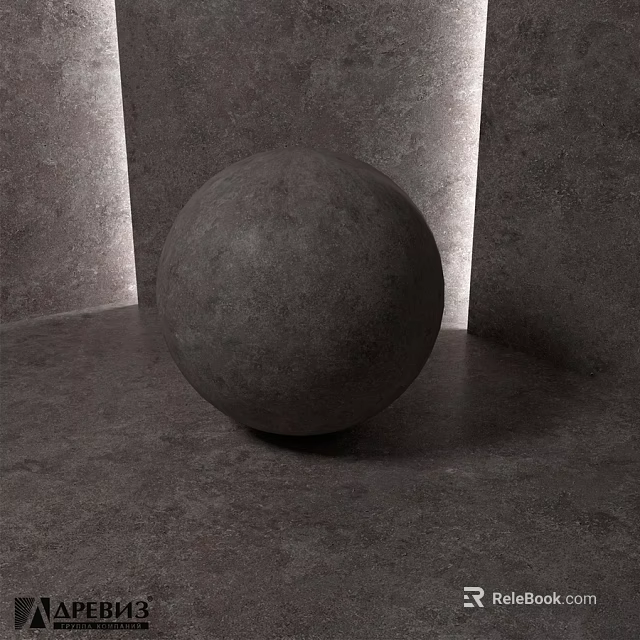 Gray Concrete Sphere Structure in Interior Space with Gray Walls Floor and Lighting 3d model 