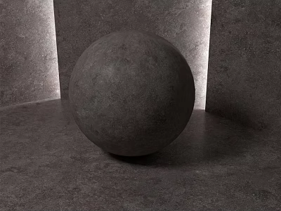 Gray Concrete Sphere Structure in Interior Space with Gray Walls Floor and Lighting 3d model