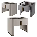 Elegant Modern Decorative Cabinet With Light Gray Finish And Brass Handles