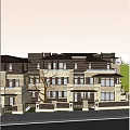 Modern Property Sales Office Exterior With Multi Storey Building Green Lawn And Trees