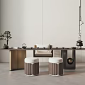 New Chinese Tea Table and Chair Tea Table and Chair Combination 3d model