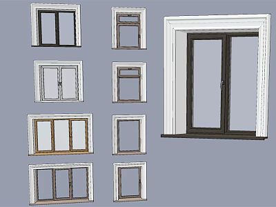 Home Window Design Collection Featuring Various Frame Styles And Glass Panels 3d model