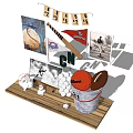 Modern ornaments combination baseball ornaments combination 3d model