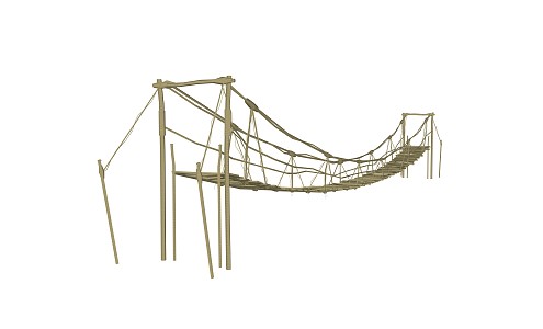 Modern Suspension Bridge Park Waterfront Wooden Plank Road Campground Scenic Area Suspension Bridge 3d model