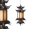 Traditional Chinese Style Pendant Lanterns With Intricate Carvings Red Wooden Frames And Classic Lattice Designs