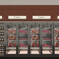 Modern Retail Freezer Display With Glass Doors For Organized Meat Storage And Wine Cabinet