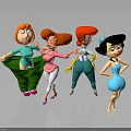 Vibrant Cartoon Female Characters With Various Hairstyles And Colorful Outfits Posing Together