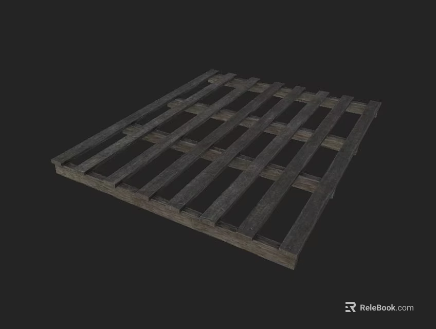 Rustic Stone Wood Pallet Featuring Grid Structure And Wooden Slats Design 3d model 