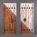 Wooden Swing Door Design With Dual Tone Finish And Decorative Metal Hardware