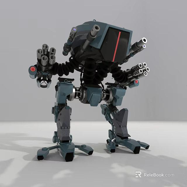 Smart Machine With Multiple Robotic Arms Cannon Barrels And Complex Metal Structure 3d model