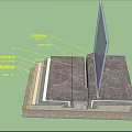 Detailed Architectural Component Structure With Inclined Panel And Layered Base Design
