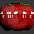 Red Tomato Shaped Kitchen Timer With Numbers Scale And Green Leaf Top