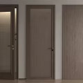 Modern Interior Swing Doors With Glass Panel Vertical Slats And Solid Wooden Design 3d model