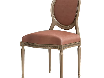 Elegant Classic Dining Chair With Pink Upholstered Seat And Carved Legs 3d model
