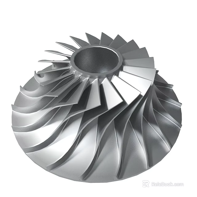 Metallic Turbine Blade With Intricate Curved Structure And Industrial Design 3d model 