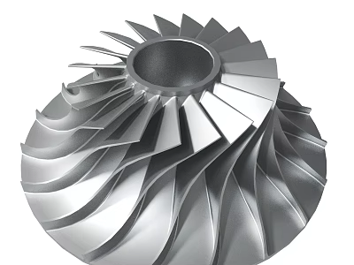 Metallic Turbine Blade With Intricate Curved Structure And Industrial Design 3d model