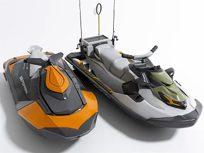 Sea Doo Jet Skis With Orange And Gray Design And Modern Watercraft Features 3d model