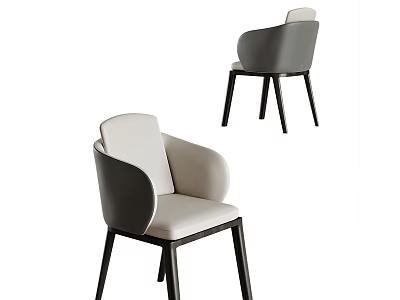 Modern Leisure Chair With Beige And Gray Upholstery Ergonomic Design Wooden Legs 3d model
