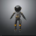 3D Humanoid Robot With Silver Gray Body Orange Accents And Mechanical Structure 3d model