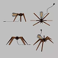 Spider Shaped Unique Table Lamp with Wooden Legs Transparent Bulb and Filament