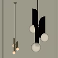 Modern Geometric Pendant Light With Black Metal Frame And White Glass Balls