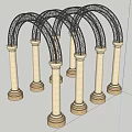 Elegant Classical Pergola Design With Multiple Arches And White Columns On Stone Pedestals