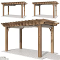 Elegant Wooden Garden Pergola Structure With Natural Wood Posts And Lattice Roof Design