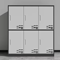 Grey Metal Storage Cabinet With Double Row Three Doors And Ventilation Holes Design