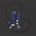 Pixel Art Retro Gaming Console Setup With Screen Controller And Cables