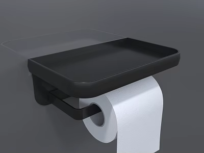 Wall Mounted Bathroom Toilet Paper Holder With Black Tray For Home Living 3d model