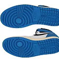 Stylish High Top Shoes With White Blue Black Color Accents And Nike Swoosh Detail