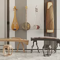 Guzheng Pipa Erhu Musical Instrument Combination 3d model