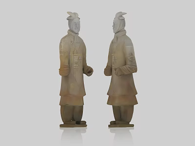 Ancient Terracotta Warriors Ceramic Ware Historical Artifacts Pair 3d model