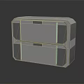 Modern Double Layered Metal Box With Textured Surface And Blue Accents