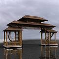 Chinese style pavilion village gate 3d model