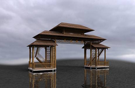 Chinese style pavilion village gate 3d model