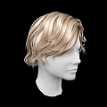 Game Movie Character Head Model Featuring Blonde Brown Wavy Short Hair Black Background